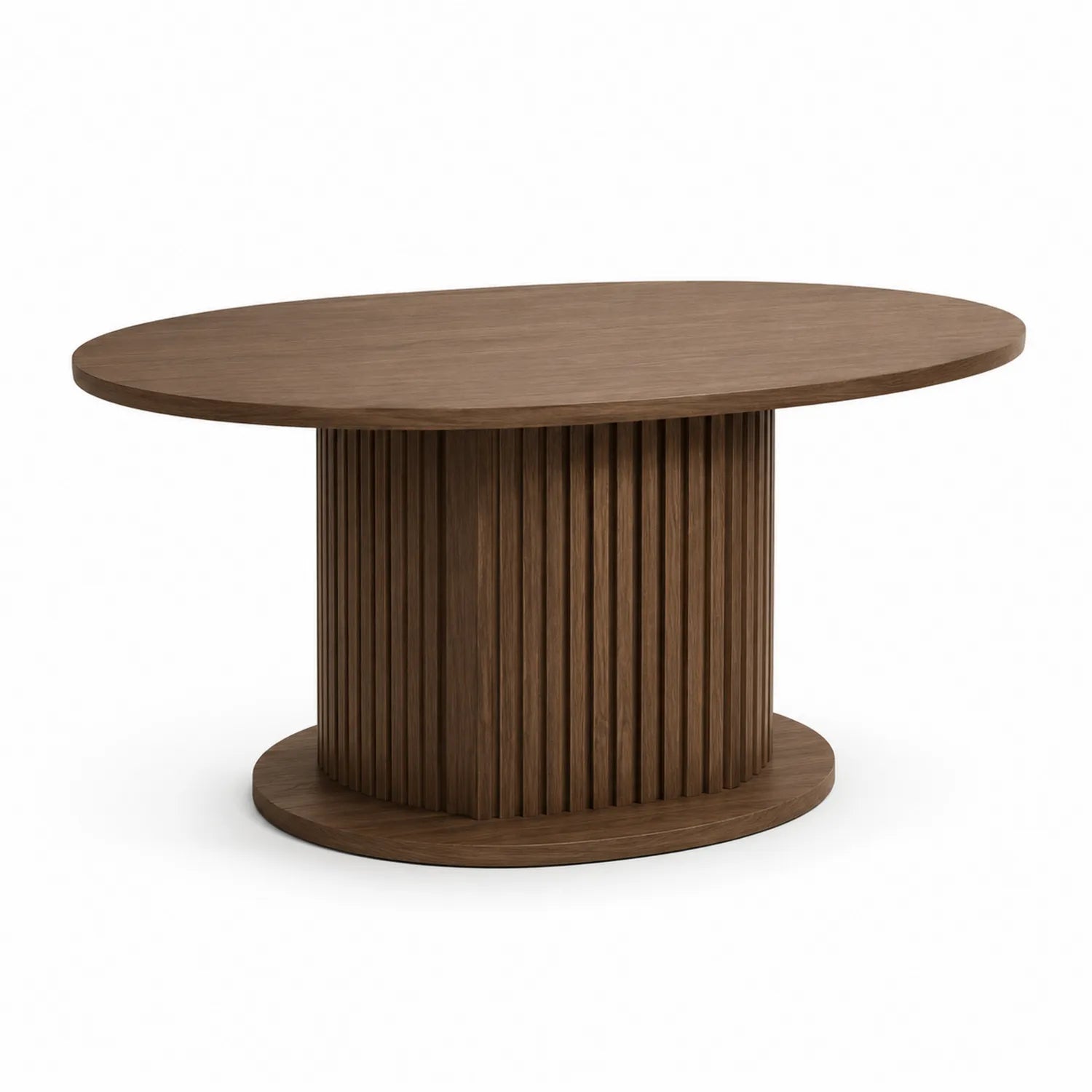 Mesa de comedor ovalada de madera de nogal