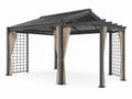 Pérgola de Aluminio con Cortinas Beige 3x4 m