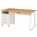 Escritorio de MDF y Metal con Cajones Blanco y Roble 120x60x75 cm