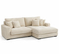 Sofá Chaise Longue de Pana Beige con Cojines