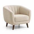 Sillón de tela de poliéster beige con patas de madera