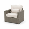 Sillón de Ratán Sintético Gris con Cojines Crema