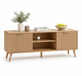 Mueble de TV de Madera de Roble Natural con Puertas y Estantes