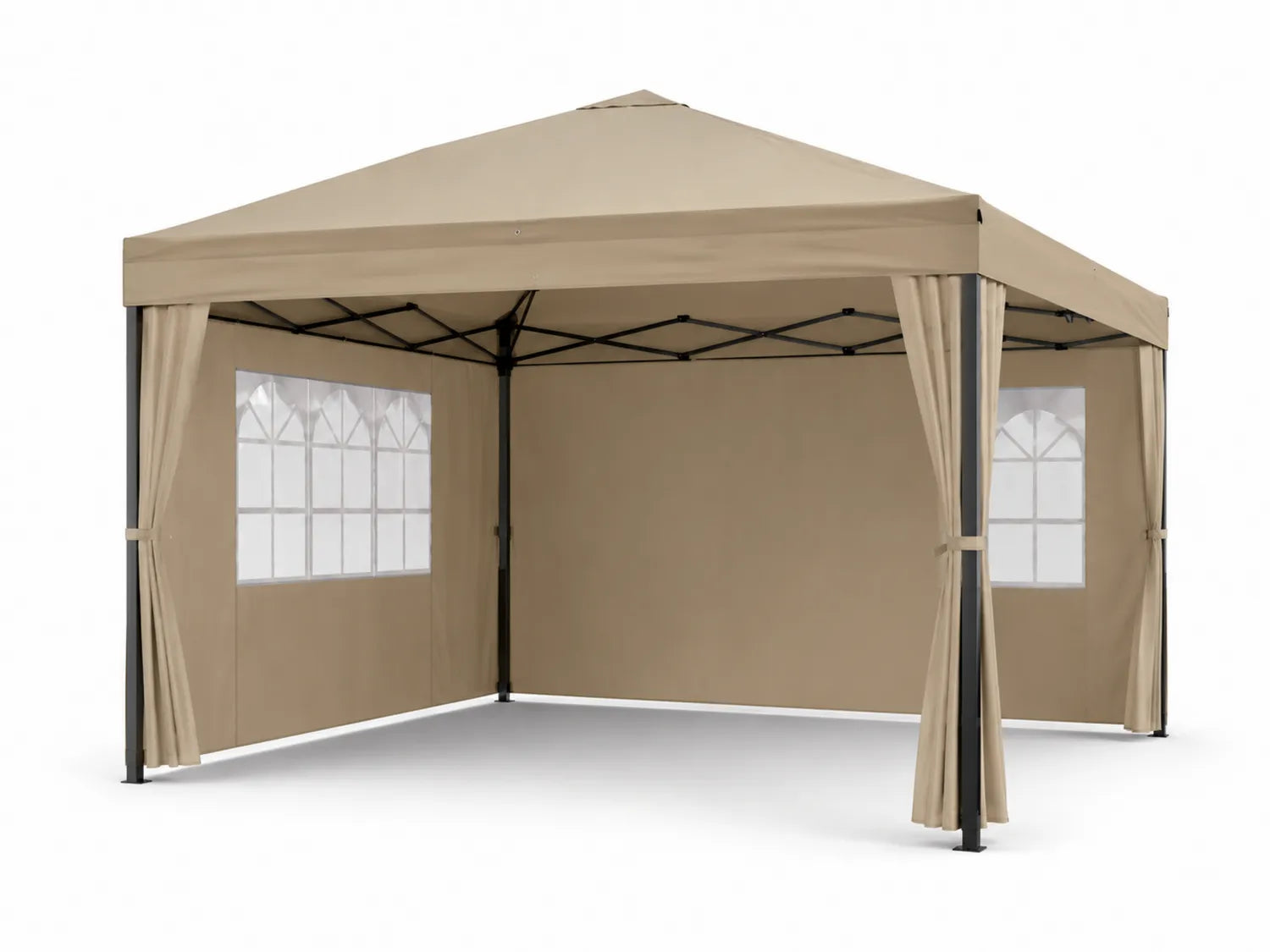 Carpa Plegable de Poliéster con Estructura de Acero Beige 300x300 cm