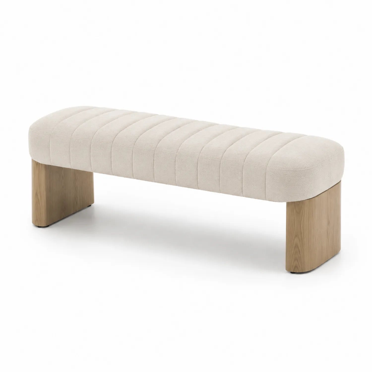 Banco de tela con patas de madera de roble 140x35x45 cm
