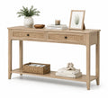 Consola de madera con detalles de ratán 120x30x80 cm