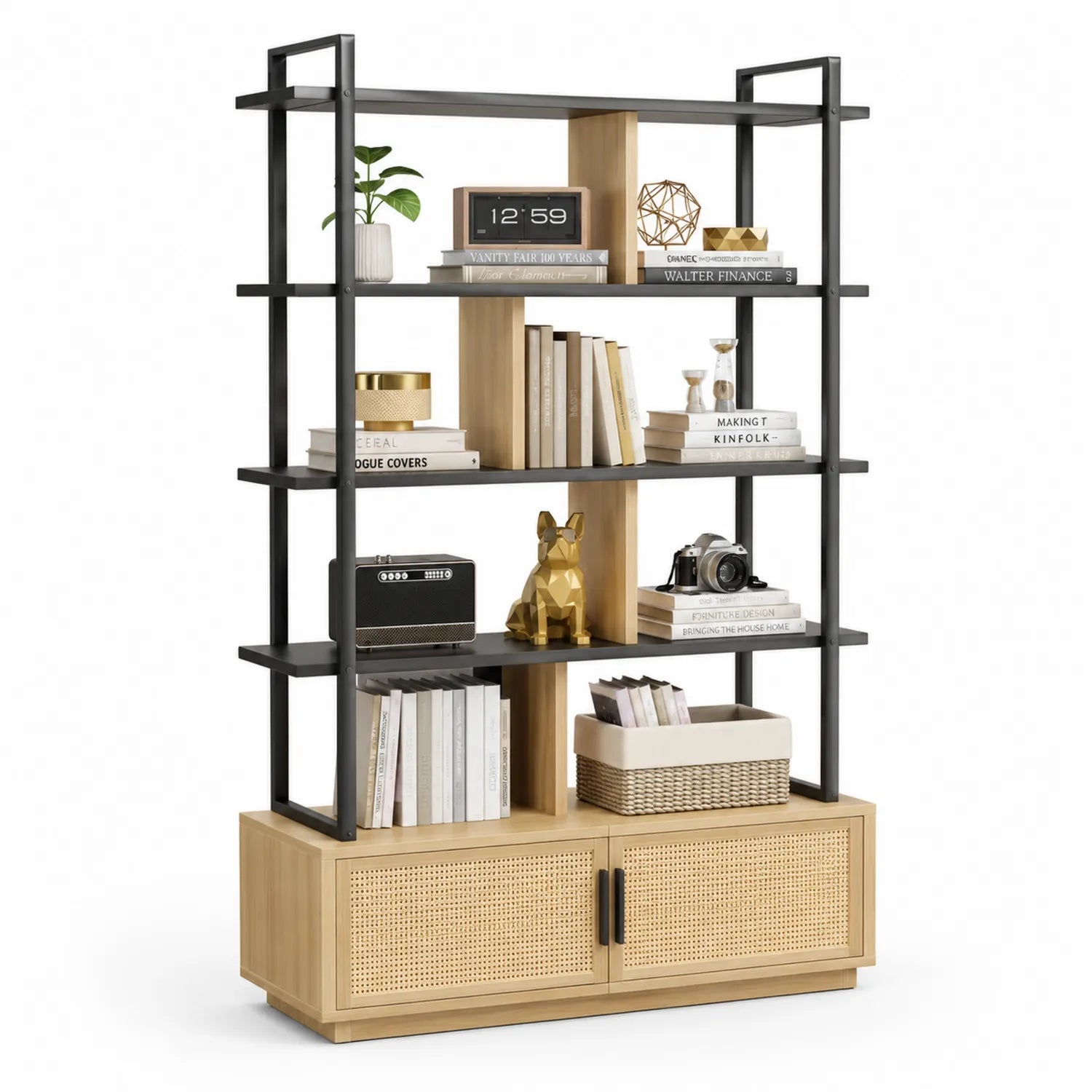 Estantería de Metal y Madera con Puertas Inferiores