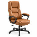 Silla de Oficina de Cuero Sintético Marrón con Base de Metal