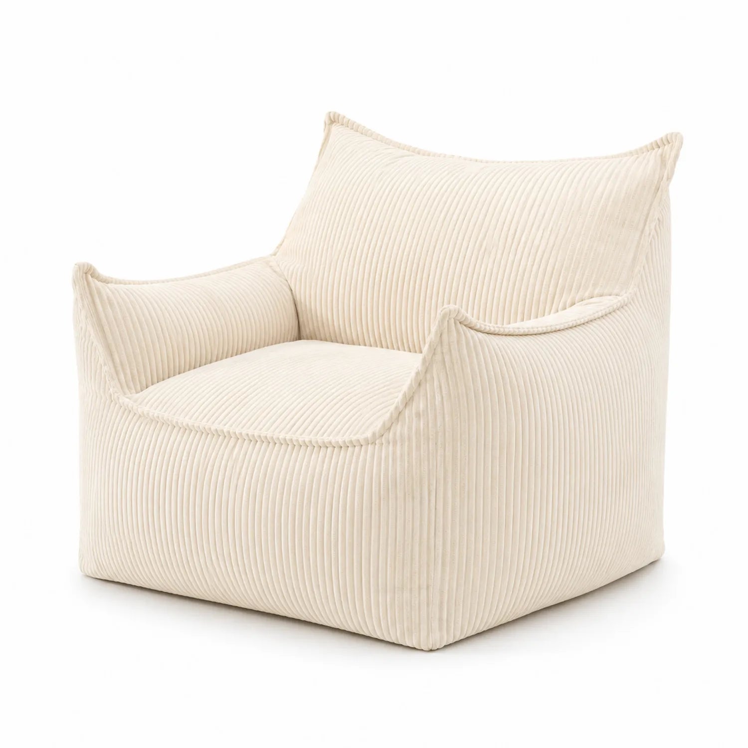 Sillón de tela de pana beige claro 90x85x70cm