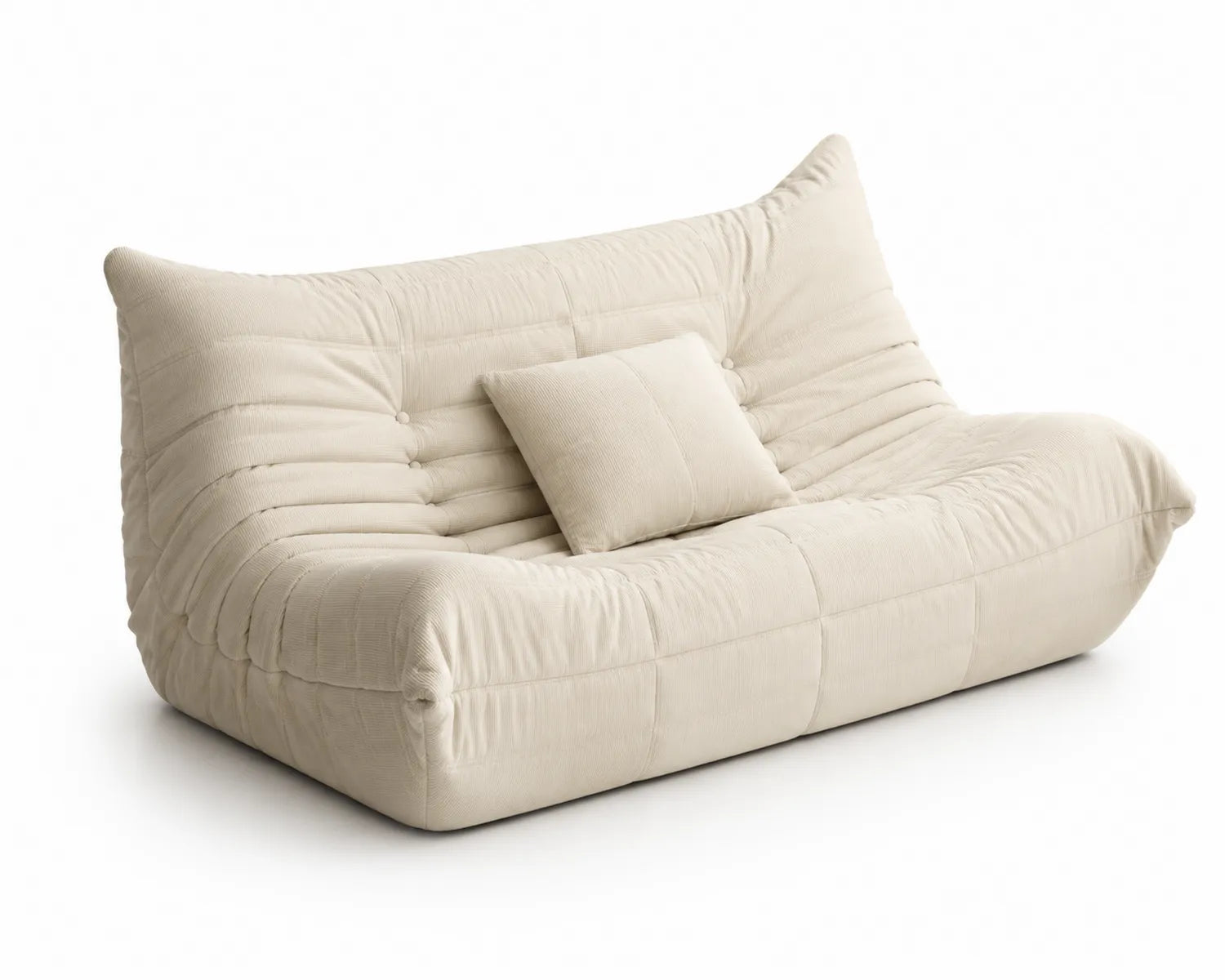 Sofá de 2 plazas beige tapizado en pana, 160 cm